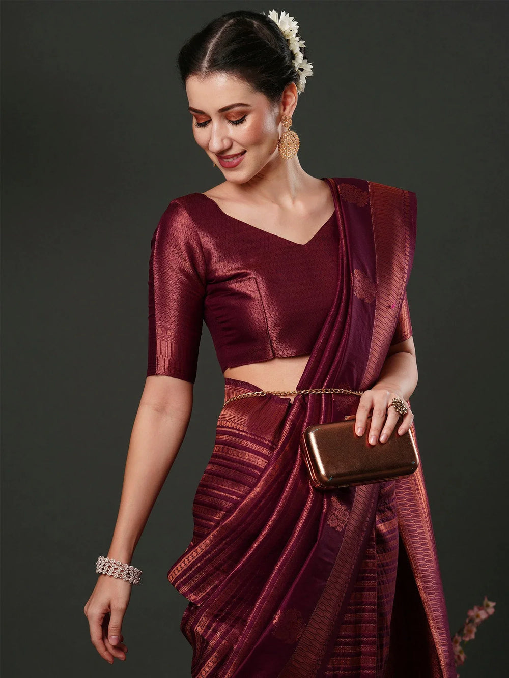 Beautiful Maroon Soft Silk Saree - The Dori Store