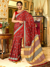 Summer Red Bhagalpuri Silk Saree - The Dori Store