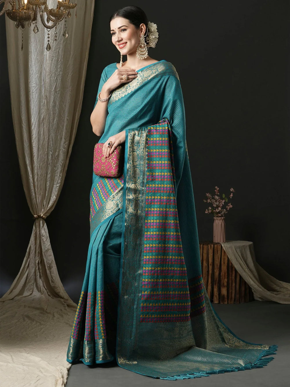 Classic Blue Design Traditional Wear Saree - The Dori Store