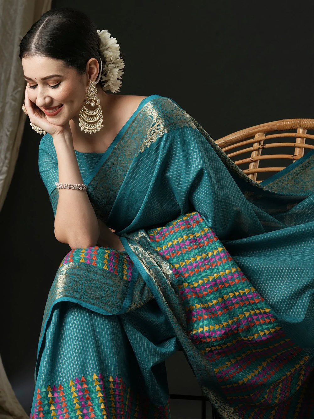 Classic Blue Design Traditional Wear Saree - The Dori Store