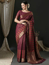 Magenta Brown Design Traditional Wear Saree - The Dori Store