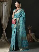 Blue Patola Silk Blend Woven Saree - The Dori Store