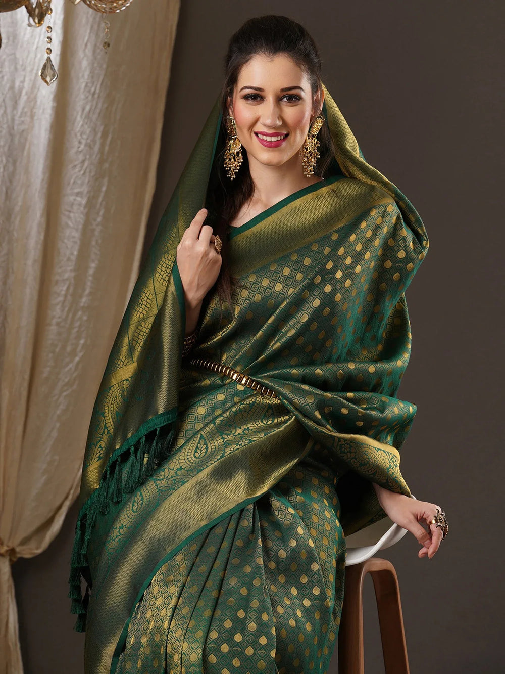 Exquisite Green Kanjeevaram Georgette Saree - The Dori Store