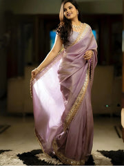 Timeless Mauve Designer Tissue Saree - The Dori Store