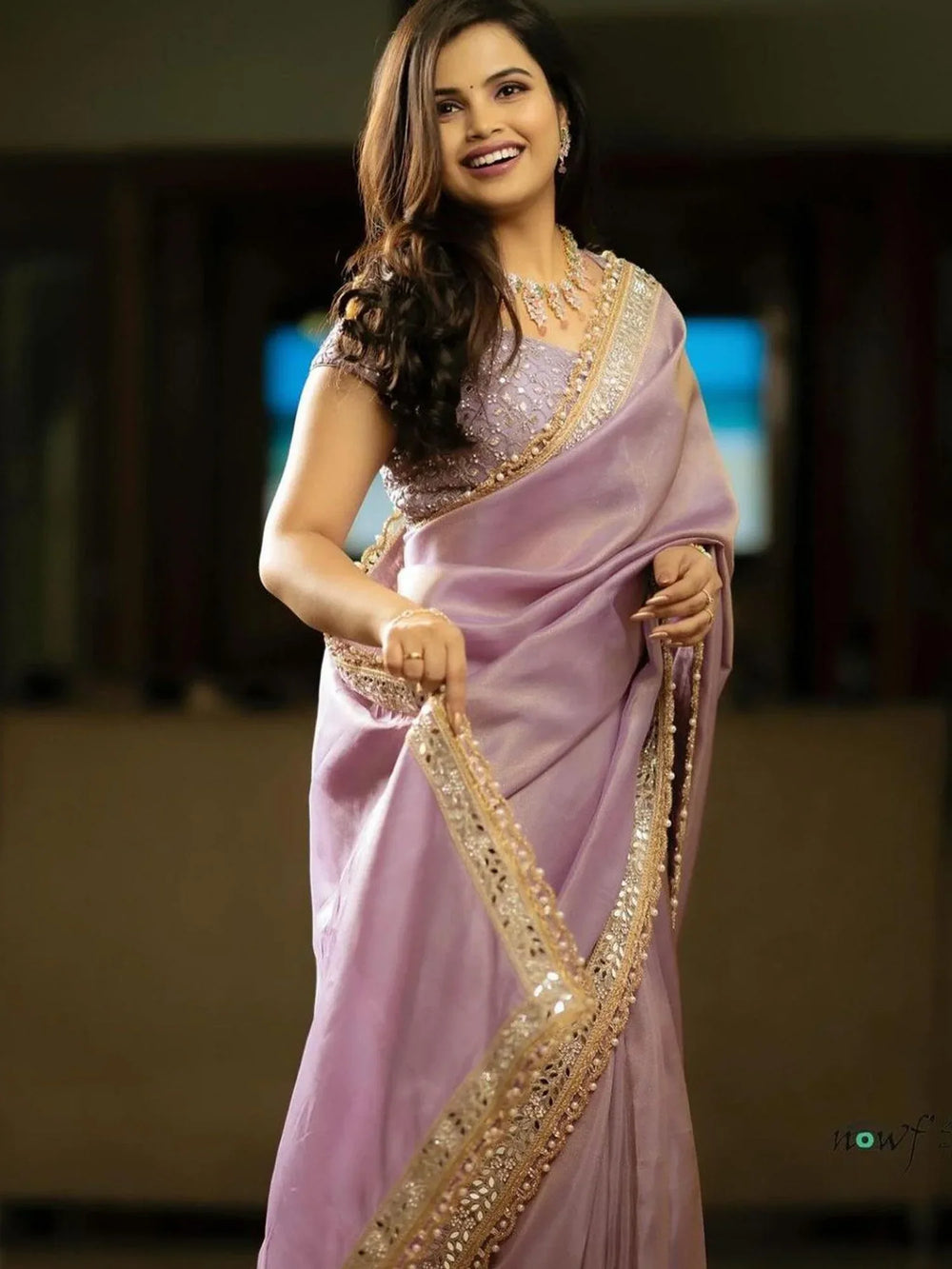 Timeless Mauve Designer Tissue Saree - The Dori Store
