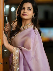 Timeless Mauve Designer Tissue Saree - The Dori Store