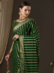 Timeless Green Banarasi Georgette Saree - The Dori Store