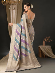 Purplish Grey Designer Georgette Saree - The Dori Store