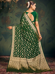 Green Banarasi Georgette Saree - The Dori Store