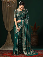 Teal Blue Kanjeevaram Georgette Woven Saree - The Dori Store