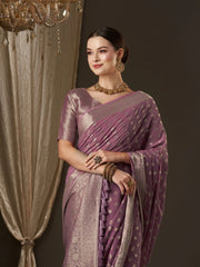 Graceful Mauve Kanjeevaram Georgette Saree - The Dori Store