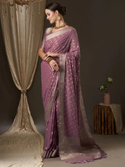 Graceful Mauve Kanjeevaram Georgette Saree - The Dori Store