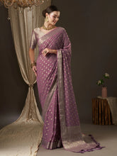 Graceful Mauve Kanjeevaram Georgette Saree - The Dori Store