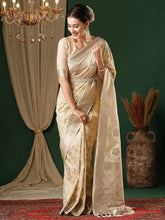 Cream Kanjeevaram Georgette Woven Saree - The Dori Store