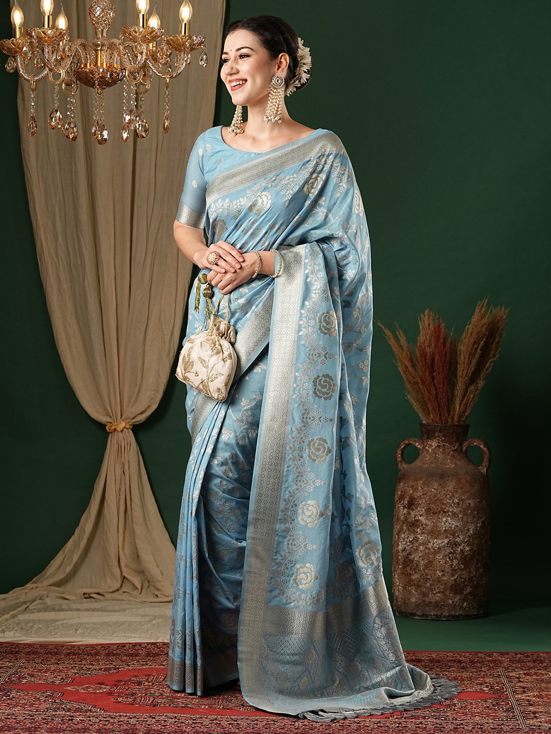 Light Kanjeevaram Georgette Woven Saree