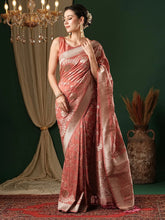 Peach Kanjeevaram Georgette Woven Saree - The Dori Store