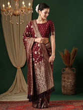 Maroon Kanjeevaram Georgette Woven Saree - The Dori Store