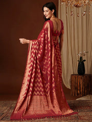 Partywear Red Pure Georgette Saree - The Dori Store