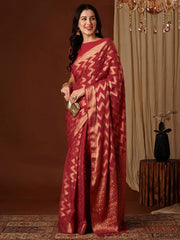 Partywear Red Pure Georgette Saree - The Dori Store
