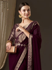 Rich Purple Festive wear Georgette Saree - The Dori Store