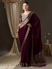 Rich Purple Festive wear Georgette Saree - The Dori Store
