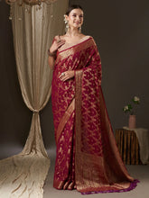 Regal Burgundy Banarasi Georgette Saree - The Dori Store