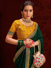 Exquisite Green Vichitra Silk Designer Saree - The Dori Store