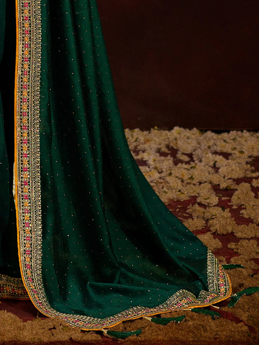 Exquisite Green Vichitra Silk Designer Saree - The Dori Store