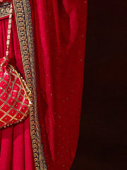 Heritage Pink Vichitra Silk Designer Saree - The Dori Store