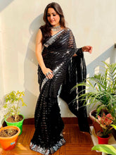 Midnight Black Farewell Georgette Saree - The Dori Store