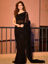 Designer Black Farewell Georgette Saree - The Dori Store