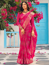 Printed Pink Silk Saree - The Dori Store