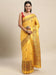 Yellow Mustard Tussar Khadi Silk Printed Saree