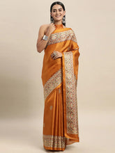 Mustard Tussar Khadi Silk Printed Saree - The Dori Store