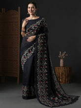 Ethnic Black Branded Cotton Saree - The Dori Store