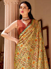 Multicolor Digital Print Silk Saree - The Dori Store