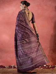 Magenta Pink Soft Printed Silk Saree - The Dori Store