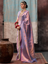 Lavender Partywear Kanjeevaram Silk Saree - The Dori Store