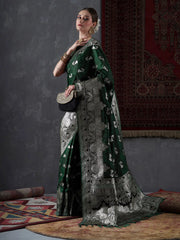 Timeless Green Kanjeevaram Saree - The Dori Store