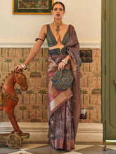 Mauve Banarasi Organza Woven Saree - The Dori Store