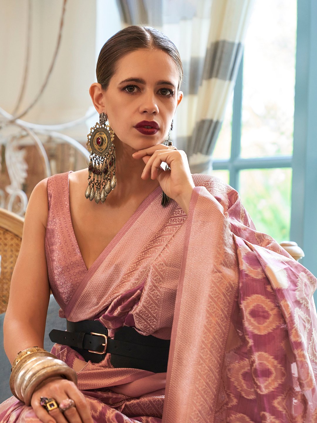 Lavendar Banarasi Tissue Woven Saree