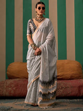 Ethnic Grey Soft Handloom Silk Saree - The Dori Store