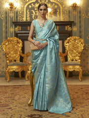 Designer Blue Handloom Banarasi Silk Saree - The Dori Store
