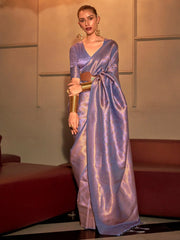 Lavender Purple Kanjeevaram Silk Saree - The Dori Store