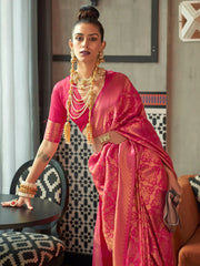 Queen Pink Kanjeevaram Silk Saree - The Dori Store