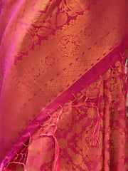 Queen Pink Kanjeevaram Silk Saree - The Dori Store
