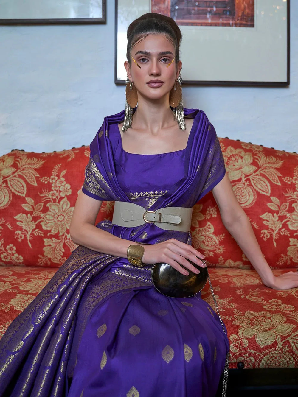 Blue Chanderi Silk Blend Woven Saree - The Dori Store