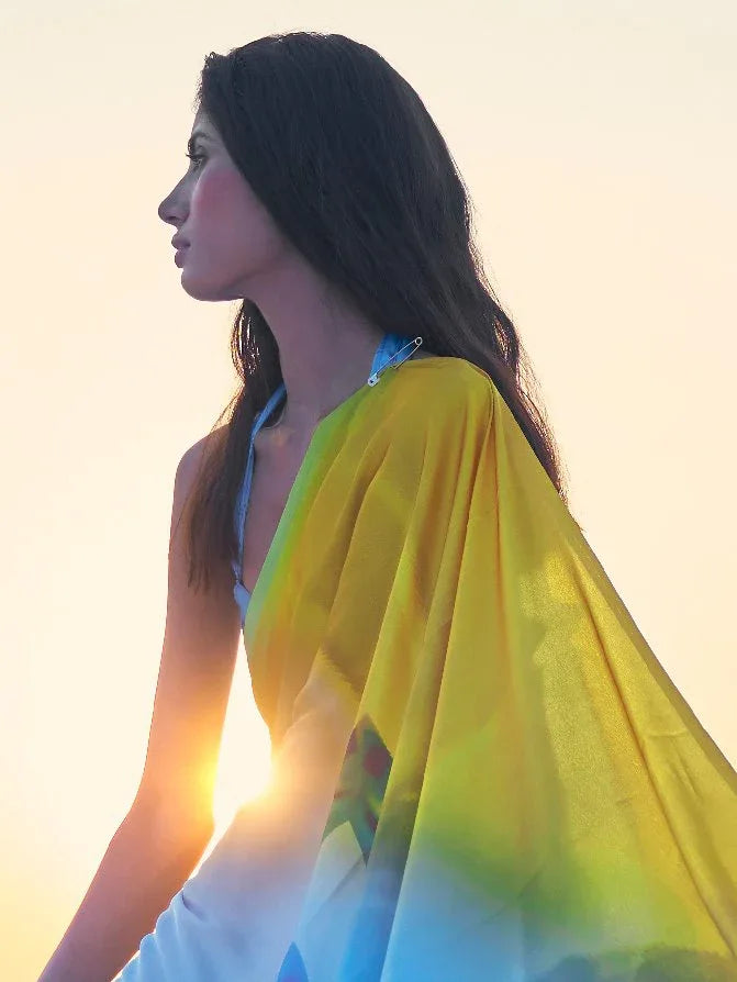 Light Party Wear Crepe Printed Saree - The Dori Store