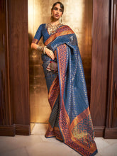 Royal Blue Ethnic Banarasi Woven saree - The Dori Store