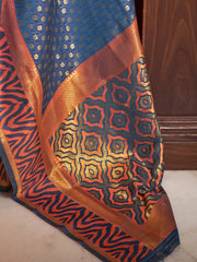 Royal Blue Ethnic Banarasi Woven saree - The Dori Store
